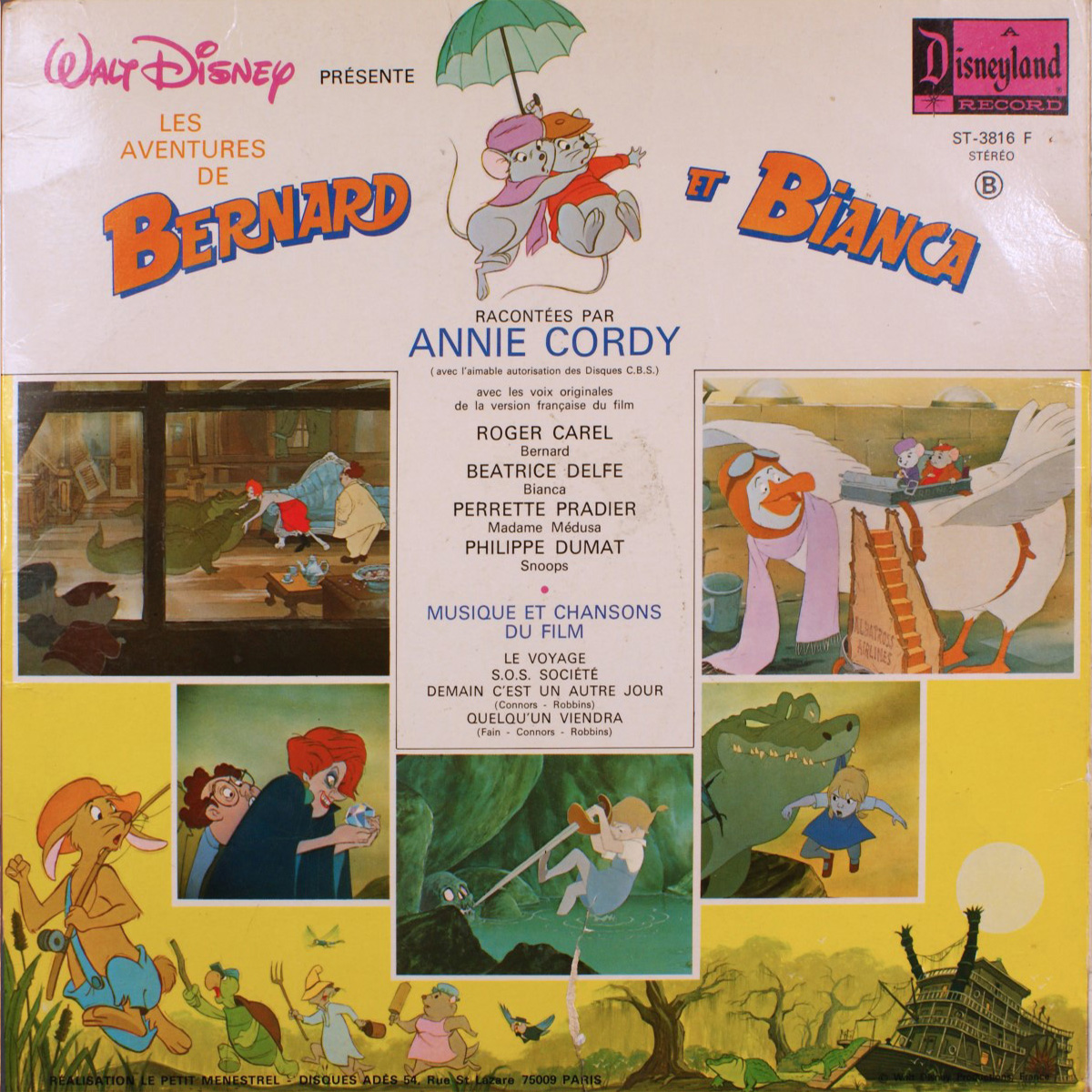 Livre-Disque 33 tours - Les aventures de Bernard et Bianca - Face B - Walt Disney