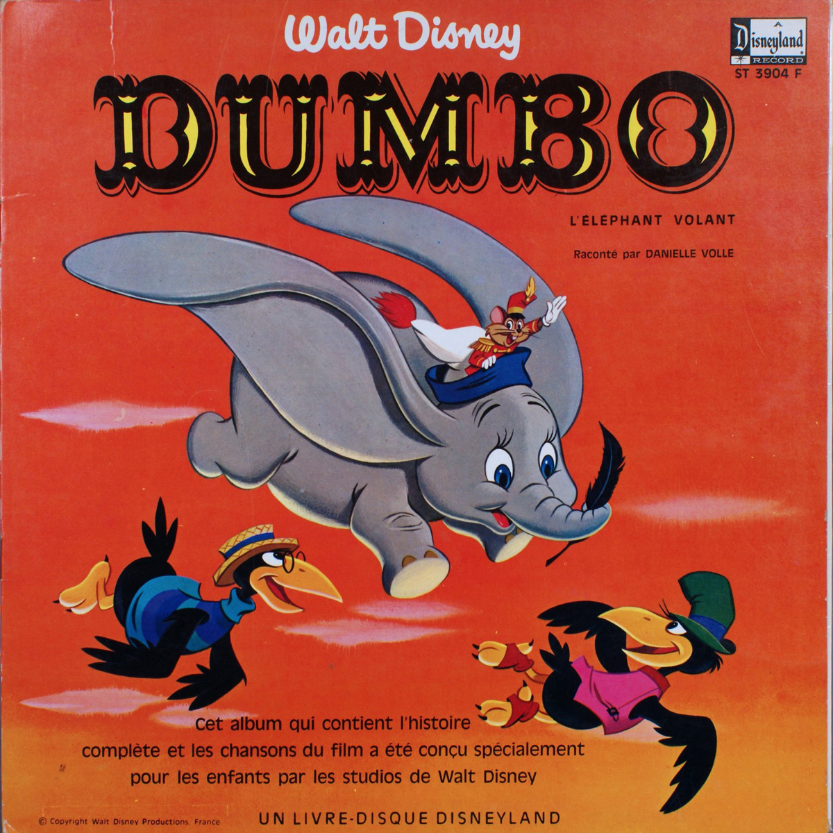 Livre-Disque 33 tours - Dumbo - Face A - Walt Disney