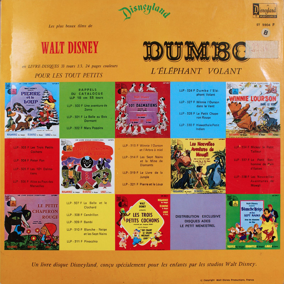 Livre-Disque 33 tours - Dumbo - Face B - Walt Disney
